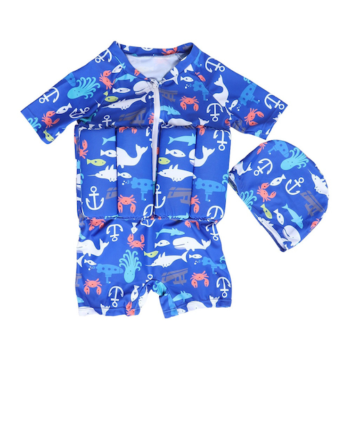 キッズ ラッシュガード フロート付き 水着 MZ-01 BLU