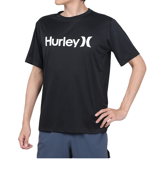 ハーレー（HURLEY）ラッシュガード 半袖 Tシャツ RASH ONE AND ONLY TEE MRG2310032-BLK 速乾 UVカット