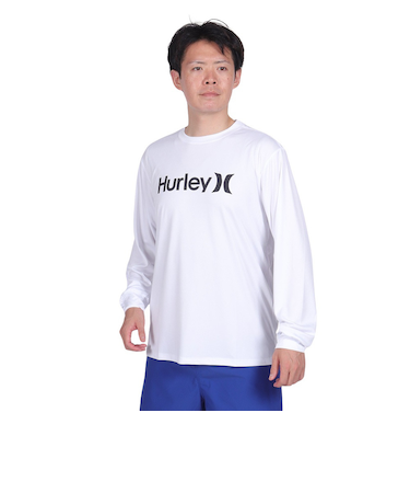 ハーレー(HURLEY)UPF50+ 軽量 速乾 ストレッチ ラッシュガード 長袖 RASH ONE AND ONLY MRG2310033-WHT