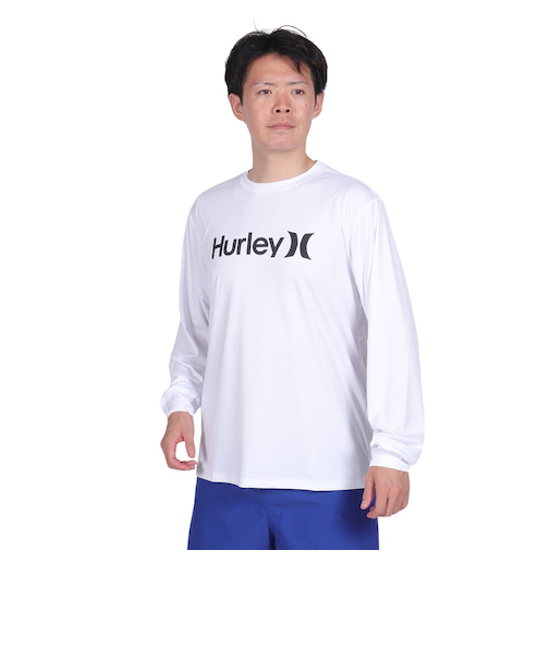 ハーレー(HURLEY)UPF50+ 軽量 速乾 ストレッチ ラッシュガード 長袖 RASH ONE AND ONLY MRG2310033-WHT