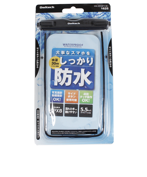 オウルテック（Owltech）防水 スマートフォンケース IPX8 蓄光素材 OWL-WPCSP11-BK