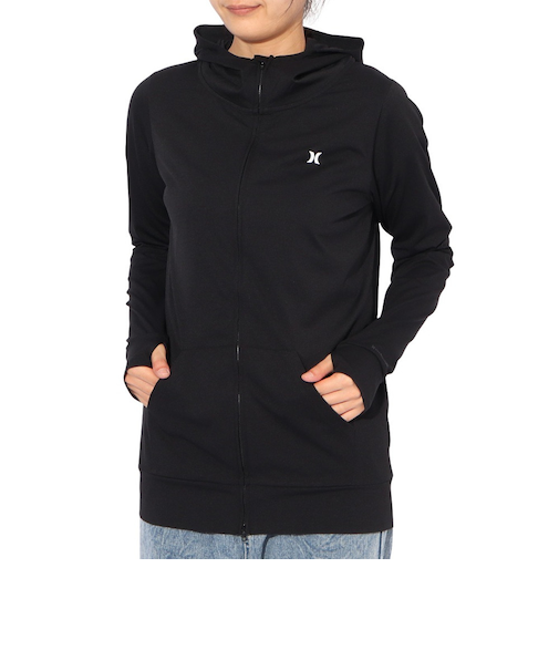 ハーレー（HURLEY）ラッシュガード 長袖 ファントム グラフィック フルジップ フーディー 24WRG2320028-BLK
