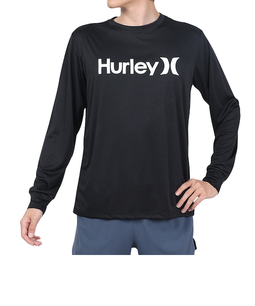 ハーレー（HURLEY）UPF50+ 軽量 速乾 ストレッチ ラッシュガード 長袖 RASH ONE AND ONLY MRG2310033-BLK