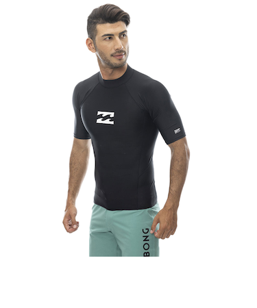 ビラボン（BILLABONG）ラッシュガード 半袖 ハイネック BE011850 BLK