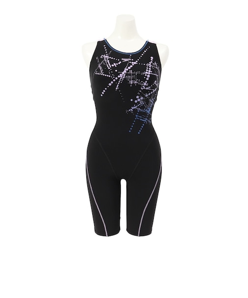 スピード（SPEEDO）フィットネス水着 レディース 水泳 ルースンニースキン 黒×紫 S-LLサイズ SFW12592Z KL 撥水 UVカット