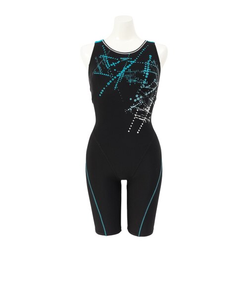 スピード（SPEEDO）フィットネス水着 レディース 水泳 ルースンニースキン 黒×青 S-LLサイズ SFW12592Z KQ 撥水 UVカット