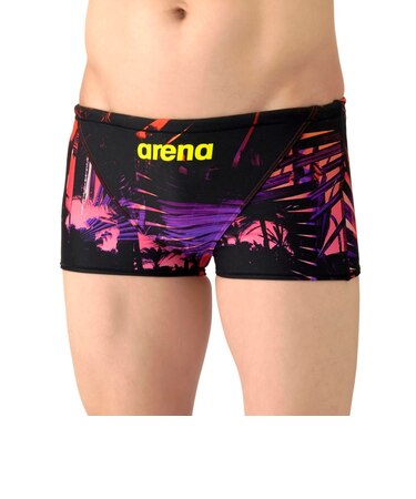 アリーナ（ARENA）競泳水着 メンズ 水泳 タフスーツ トレーニングスパッツ ショートレッグ 黒×オレンジ M-LLサイズ AS6SWM22M ORBK 練…