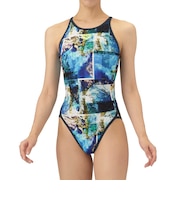 アリーナ（ARENA）競泳水着 レディース 水泳 トレーニングワンピース オープンバック ブルー×ネイビー S-Mサイズ AS5FWM05L BLNV