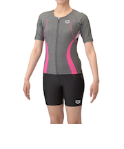 アリーナ(ARENA)フィットネス水着 レディース 水泳 フィットネスセパレート カバーバック・ミドルレッグ・差し込みパッド AS5SWF44L GYPK