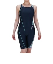 ミズノ（MIZUNO）フィットネス水着 レディース 水泳 Stroke ONE 撥水 スイムフィットネス用オールインワン 紺×青 S-3L N2JGD31382