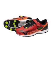 ミズノ（MIZUNO）ジュニアスポーツシューズ ベルクロ ベルト付き スニーカー スピードマッハ 3 レッド ブラック K1GC255252