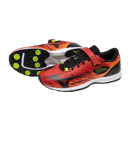 ミズノ（MIZUNO）ジュニアスポーツシューズ ベルクロ ベルト付き スニーカー スピードマッハ 3 レッド ブラック K1GC255252