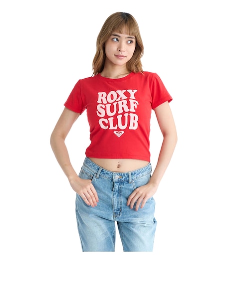 ロキシー（ROXY）ROXY WITH HEART TINY TEE Tシャツ チビT 丈短め 26SPRST261086RED