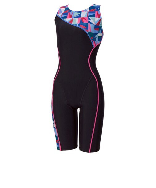 スピード（SPEEDO）フィットネス水着 レディース 水泳 パズルルースンニースキン 赤 レッド M-LLサイズ SFW12611 RE