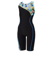 スピード（SPEEDO）フィットネス水着 レディース 水泳 パズルルースンニースキン 青 ブルー M-LLサイズ SFW12611 BL