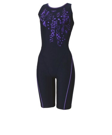 スピード（SPEEDO）フィットネス水着 レディース 水泳 クラッシュドットルースンニースキン 紺 ネイビー M-LLサイズ SFW12563 NQ