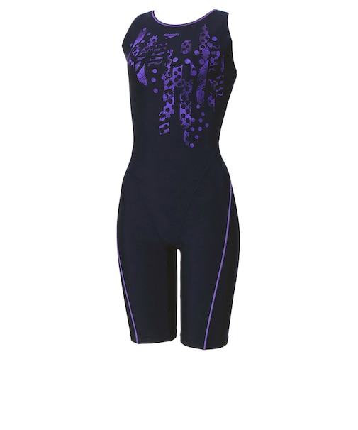スピード（SPEEDO）フィットネス水着 レディース 水泳 クラッシュドットルースンニースキン 紺 ネイビー M-LLサイズ SFW12563 NQ
