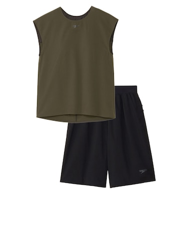 スピード（SPEEDO）フィットネス水着 レディース 水泳 エアパエム カーキ S-LLサイズ  SFW22611 SK