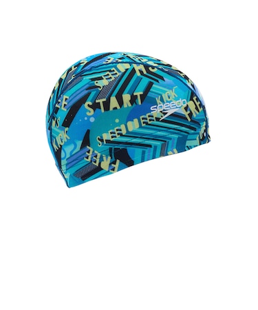 スピード（SPEEDO）水泳 ワーディングストライプスメッシュキャップ 青 ブルー M-Lサイズ SE12606 AQ