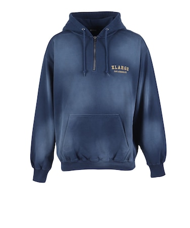 エクストララージ（XLARGE）ハーフ ジップ アップ フーデッド スウェットシャツ 101261012008-NAVY