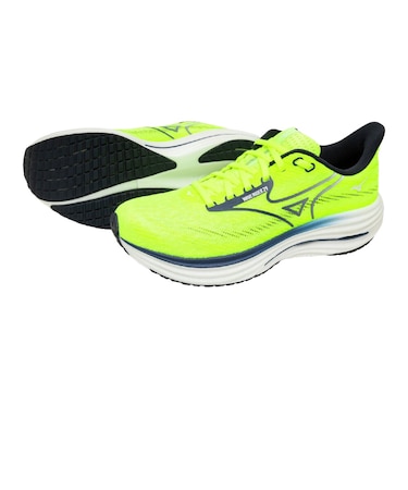 ミズノ（MIZUNO）ランニングシューズ ジョギングシューズ ウエーブライダー 29 SW イエロー ネイビー J1GC250451 部活 スポーツシューズ