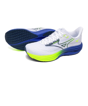 ミズノ（MIZUNO）ランニングシューズ ジョギングシューズ ウエーブライダー 29 ホワイト ブルー J1GC250353 部活 スポーツシューズ