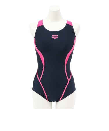アリーナ（ARENA）フィットネス水着 レディース 水泳 ワンピ-ス ネイビー×ピンク M-LLサイズ AS6SWF01L NVPK