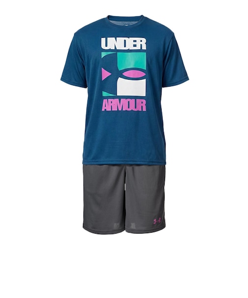 アンダーアーマー（UNDER ARMOUR）ジュニア テック グラフィック 半袖Tシャツ＆ショーツセット 6012495 498