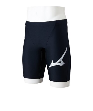 ミズノ（MIZUNO）フィットネス水着 水泳 Stroke ONE 長持ち スイム フィットネス用 ハーフスパッツ 黒×白 S-LLサイズ N2JBD10490