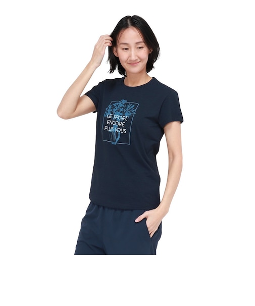 ドライプラス シャインブロック フローラル 半袖Tシャツ CT6S0031-TR864-GRSD NVY