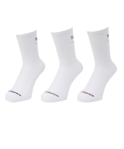 ニューバランス（new balance）スクリプトロゴクォータークルー ソックス 3足組 AC55010WT