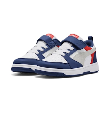プーマ（PUMA）キッズ スニーカー ボーイズ スポーツシューズ キッズ プーマ リバウンド V6 ロウ スニーカー ブルー ホワイト 39741933
