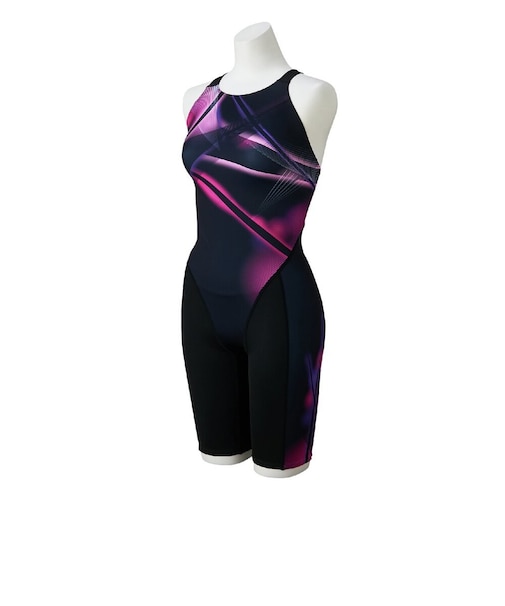 ミズノ（MIZUNO）競泳水着 レディース 水泳 ST Graphic 競泳用ハーフスーツ マスターズバック WA承認 黒×ピンク S-LLサイズ N2MGD…