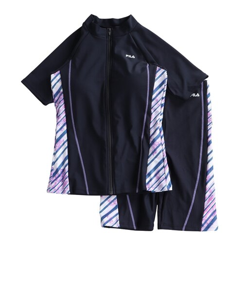 フィラ（FILA）フィットネス水着 レディース 水泳 プリント ジップ