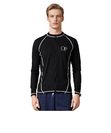 オーシャンパシフィック（Ocean Pacific）定番ジップアップ ロングスリーブラッシュガード 513481BLK