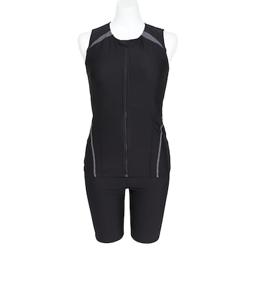 フットマーク（FOOTMARK）フィットネス水着 レディース 水泳 FM26セパレーツ 黒 S-LLサイズ 0242801A-09 上下セット ジップ UPF…