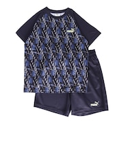 プーマ（PUMA）ジュニア TAD ESS AOP ポリ Tシャツ&ショートパンツ 上下セット 694286 16 NVY