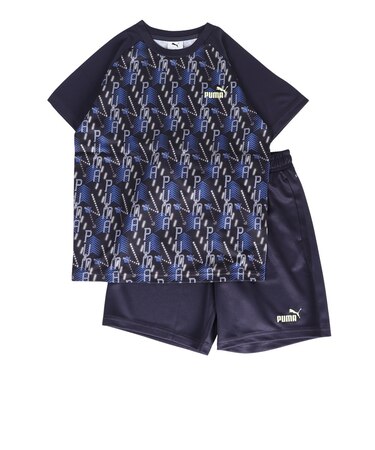 プーマ（PUMA）ジュニア TAD ESS AOP ポリ Tシャツ&ショートパンツ 上下セット 694286 16 NVY