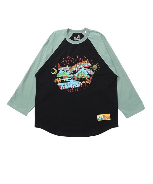 ゴースローキャラバン（GOSLOWCARAVAN）USAコットン gscWORLD 8分袖 ベースボール Tシャツ 361906 GRN