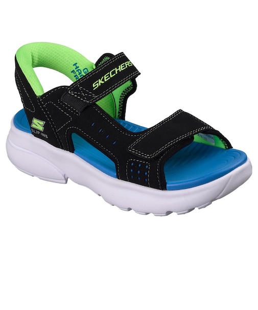 スケッチャーズ（SKECHERS）ジュニアストラップサンダル ボーイズ SLIP-INS レーザースプラッシュ ブラック ライム 407014L-BBLM