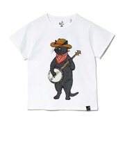 ゴースローキャラバン（GOSLOWCARAVAN）ジュニア USA COTTON バンジョー猫 半袖Tシャツ 361923 WHT