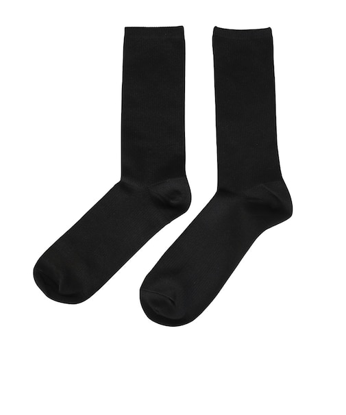 デュアリグ（DUARIG）平編み COOL クルー丈ソックス 2足組 25～27cm 6S0129-WASK-894GSA BLK