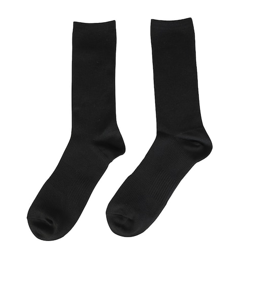 デュアリグ（DUARIG）平編み クルー丈ソックス 2足組 25～27cm 6S0035-WASK-894GSA BLK