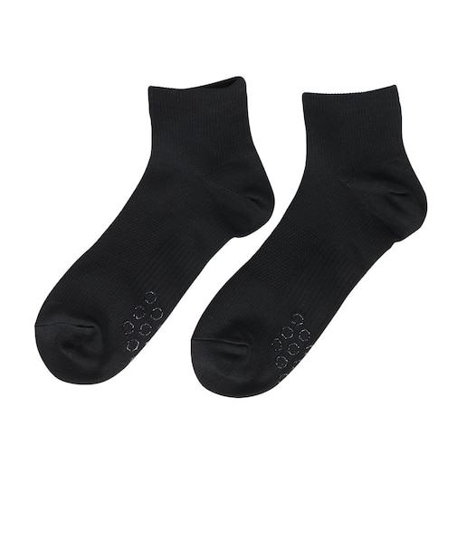 デュアリグ（DUARIG）平編み ANTI SLIP ハーフソックス 2足組 23～25cm 6S0071-WASK-895GSA BLK