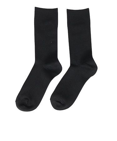 デュアリグ（DUARIG）平編み COOL クルー丈ソックス 2足組 23～25cm 6S0137-WASK-895GSA BLK