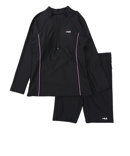 フィラ（FILA）フィットネス水着 レディース 水泳 袖付きセパレート 黒