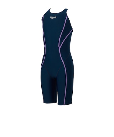スピード（SPEEDO）水着 ジュニア 女子 水泳 フレックスゼロジュニアオープンバックニースキン WA承認 黒×紫 130-150サイズ SCG12603F…