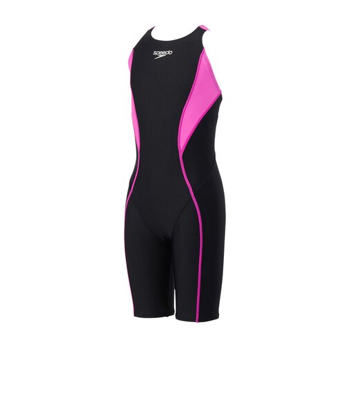 スピード（SPEEDO）水着 ジュニア 女子 水泳 フレックスゼロジュニアオープンバックニースキン WA承認 黒×ピンク 130-150サイズ SCG1260…