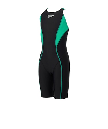 スピード（SPEEDO）水着 ジュニア 女子 水泳 フレックスゼロジュニア オープンバックニースキン WA承認 黒×緑 130-150サイズ SCG12603…