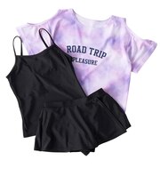 ニッキー キッズ(NIKKI KIDS)ジュニア タイダイ柄Tシャツ付き 水着 3点セット 125755 -PPL